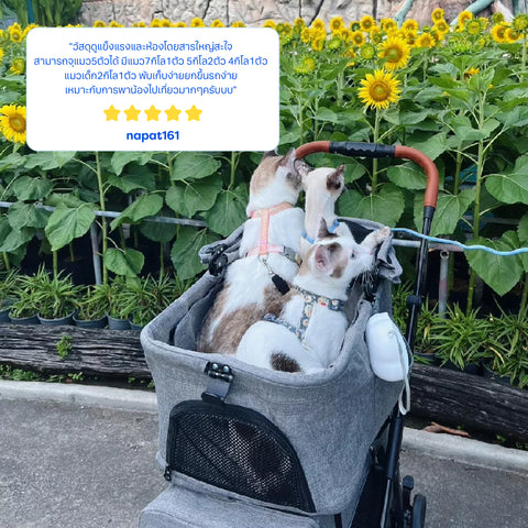 รถเข็นสัตว์เลี้ยง รุ่นพรีเมียม 2 ชั้น สีเทา