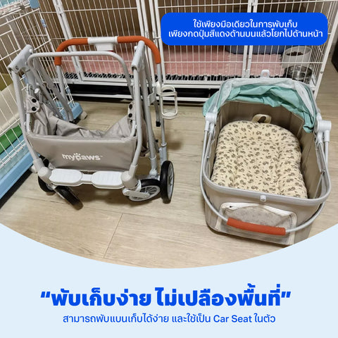 รถเข็นรุ่นสัตว์เลี้ยง รุ่น Auto 65ซม. สีฟ้า