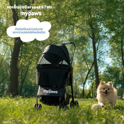 รถเข็นสัตว์เลี้ยง รุ่น Carseat 67ซม. สีดำ