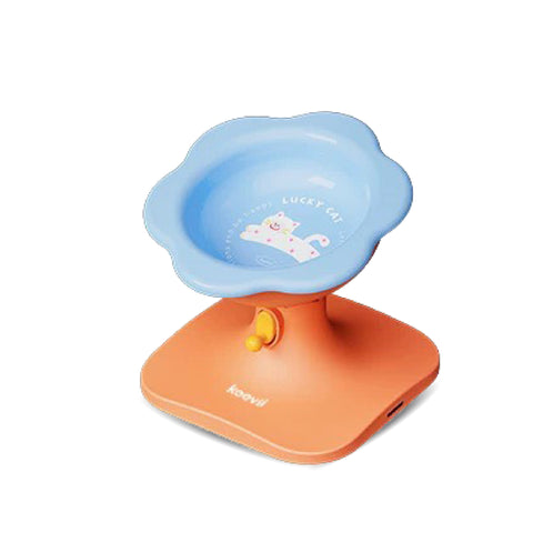 Keevii ชามอาหารสัตว์เลี้ยง ชามดอกไม้สีฟ้าส้ม