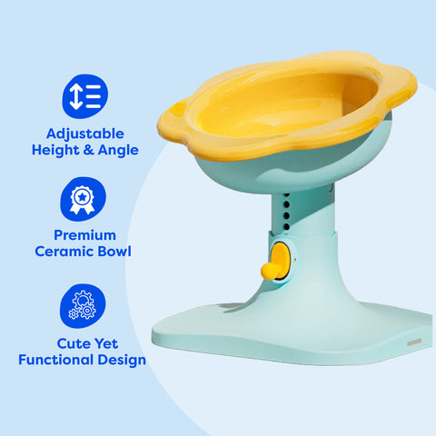 Keevii ชามอาหารสัตว์เลี้ยง ชามดอกไม้ สีชมพูดำ