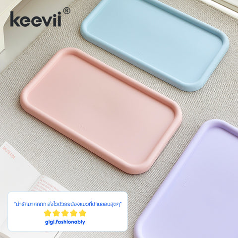 Keevii ถาดพลาสติกรองชามอาหารสัตว์เลี้ยง