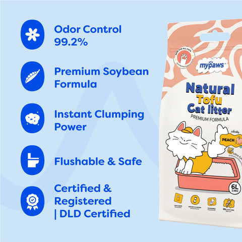 ทรายแมวเต้าหู้ 6ลิตร Peach